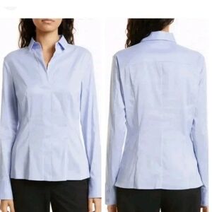 Hugo Boss Bashina Strech Poplin Shirt Blouse Women's Small Size US 6 .